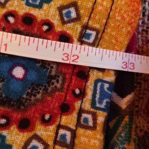 WinWin Size L XL Bell sleeve orange blue Geometric Boho‎ tunic v neck pullover - Picture 8 of 8
